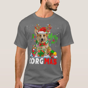 T-shirt Joyeux Noël Corgi Père Noël Reindeer Corgi Chien L