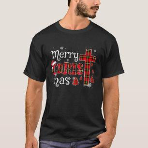 T-shirt Joyeux Noël Croix chrétienne Buffalo Plaid Noël