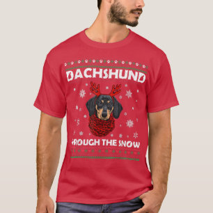 T-shirt Joyeux Noël Dachund à travers la neige 