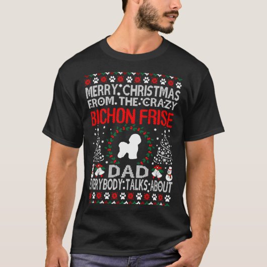 T-shirt Joyeux Noël De Bichon Frise Papa Cadeau (Devant)