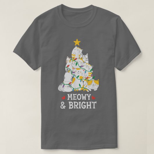T-shirt Joyeux Noël de la marionnette et chatte brillant N (Design devant)