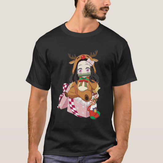 T-shirt Joyeux Noël De Nezuko Kamado Demon Slayer (Devant)