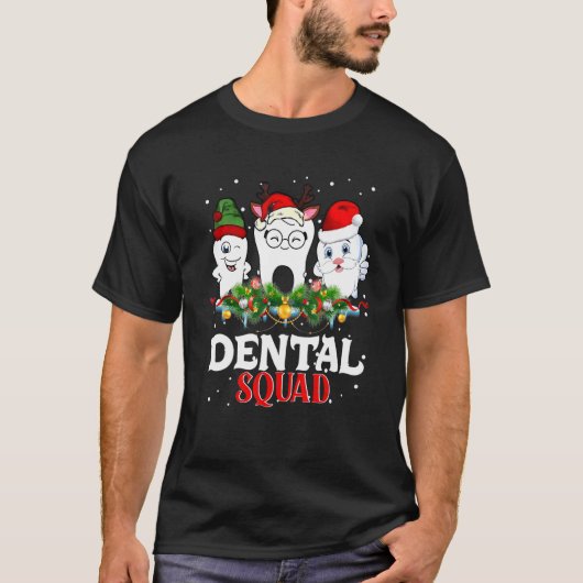 T-shirt Joyeux Noël Dental Squad Dents Père Noël Drôle (Devant)