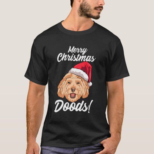 T-shirt Joyeux Noël Dosettes Funny Goldendoodle Maman Papa (Devant)