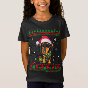 T-Shirt Joyeux Noël doux lumières Dachshund Chien L