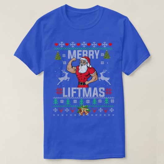 T-shirt Joyeux Noël Drôle Gymnase de Noël Levant Père Noël (Design devant)
