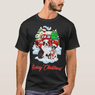 T-shirt Joyeux Noël drôle Père Noël Boston Terrier Chien C