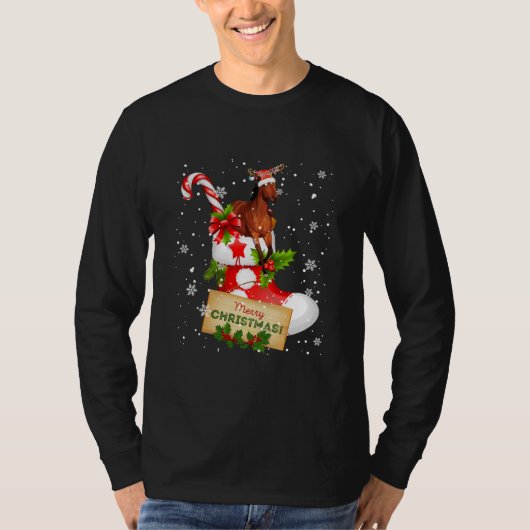 T-shirt Joyeux Noël Drôle Père Noël Reindeer Cheval Dans (Devant)