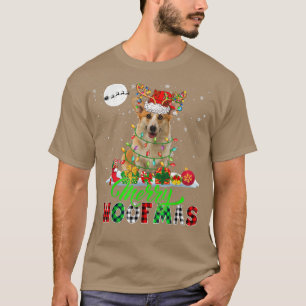 T-shirt Joyeux Noël Drôle Woof Xmas Lumières Santa Renne