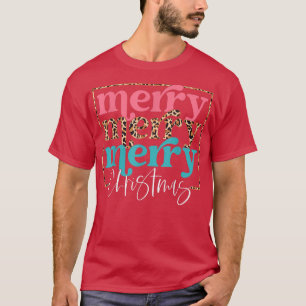 T-shirt Joyeux Noël Empreinte de léopard Noël Arbre de Noë