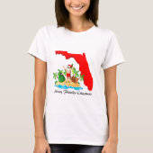 T-shirt Joyeux Noël en Floride ! Père Noël et palmiers (Devant)