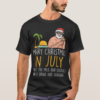T-shirt Joyeux Noël En Juillet Père Noël Beach Cocktail Su