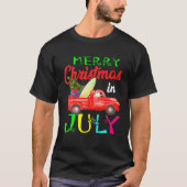 T-shirt Joyeux Noël En Juillet Père Noël Conduite Camion S (Devant)