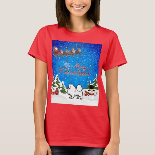 T-shirt Joyeux Noël Eskimo Chien américain (Devant)