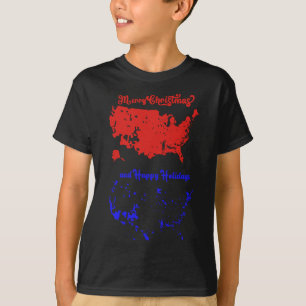 T-shirt Joyeux Noël Et Joyeuses Fêtes Carte Usa Festive