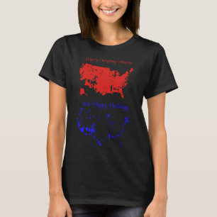 T-shirt Joyeux Noël Et Joyeuses Fêtes Carte Usa Festive