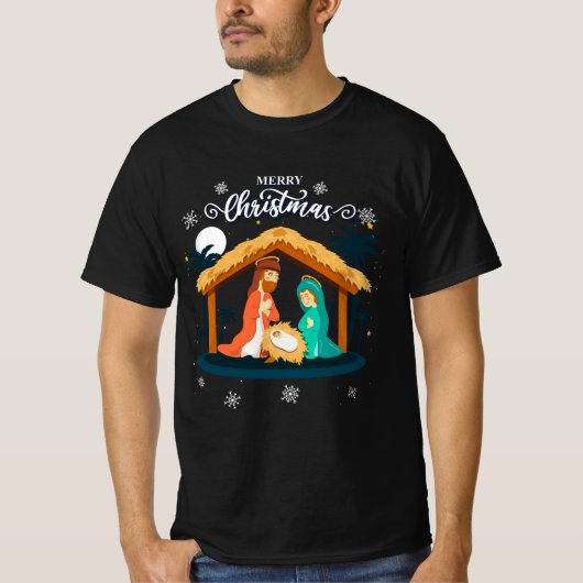 T-shirt Joyeux Noël Et La Nativité Scène Foi Chrétienne (Devant)