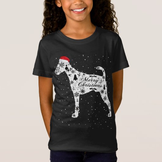 T-Shirt Joyeux Noël Feu renard Terrier chien Noël (Devant)