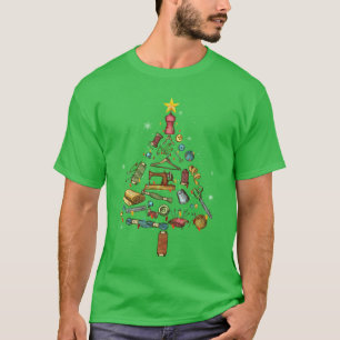 T-shirt Joyeux Noël Fil à Coudre Patchwork Sapin de Noël 