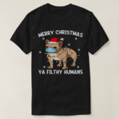 T-shirt Joyeux Noël Frenchie Chien Masque Visage French Bu (Design devant)