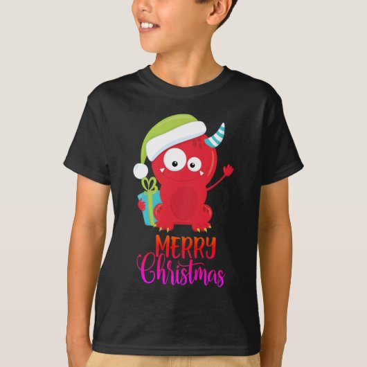 T-shirt Joyeux Noël | Funny Red Père Noël Monster (Devant)