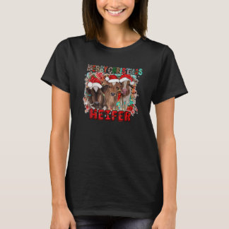 T-shirt Joyeux Noël Génisses Vache Ferme Animal Léopard No