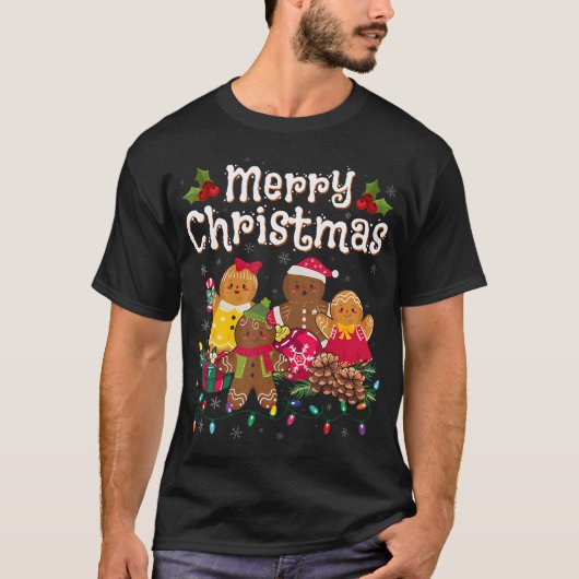 T-shirt Joyeux Noël Gingerbread Cookies Hommes Femmes (Devant)