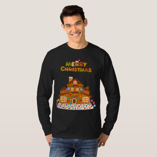 T-shirt Joyeux Noël Gingerpain Maison Baking Candy Can (Devant entier)