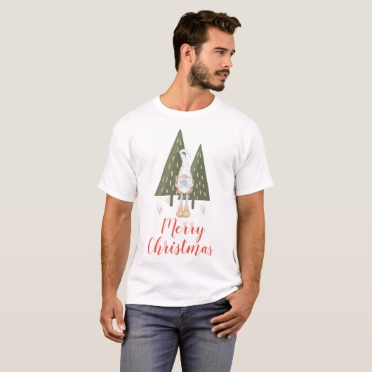 T-shirt Joyeux Noël Gnome et Bluebird (Devant entier)