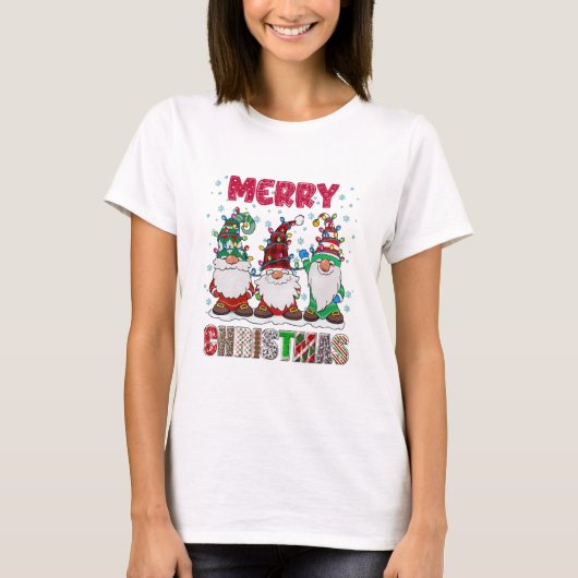 T-shirt Joyeux Noël Gnome Famille Funny Jeu de Noël Arbre (Devant)