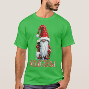 T-shirt Joyeux Noël Gnome tenant un verre de stout sec irl
