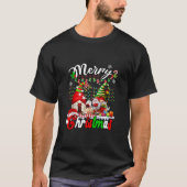 T-shirt Joyeux Noël Gnomes Vin Verre Famille Plaid Xma (Devant)