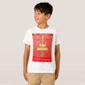 T-shirt Joyeux Noël Golden Red Parties scintillant Hearts (Devant entier)