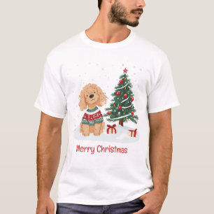 T-shirt Joyeux Noël Goldendoodle Chien