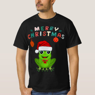 T-shirt Joyeux Noël Grenouille Mignonne Portant un Chapeau