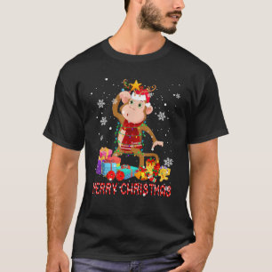 T-shirt Joyeux Noël Guirlandes de Noël Cute Santa Reinde
