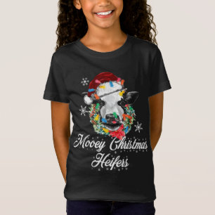 T-Shirt Joyeux Noël Heifers Buffalo Plaid Farm Animaux