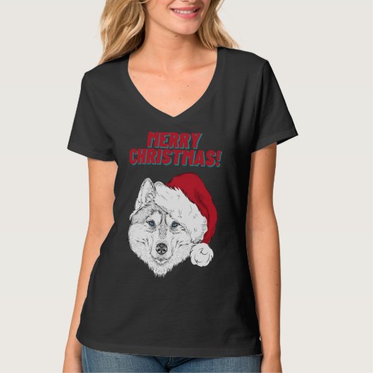 T-shirt Joyeux Noël Husky Style 1 (Devant)
