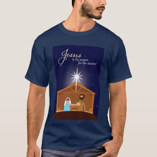 T-shirt Joyeux Noël Illustré la scène de la Nativité