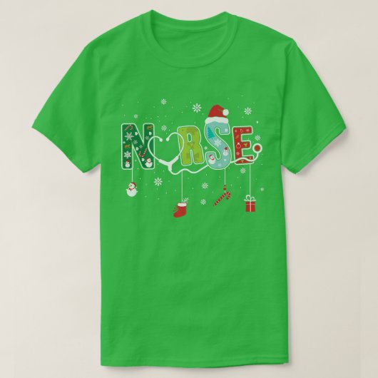 T-shirt Joyeux Noël Infirmière Vie Stethoscope Noël X (Design devant)
