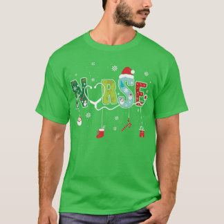 T-shirt Joyeux Noël Infirmière Vie Stethoscope Noël X