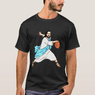 T-shirt Joyeux Noël Jésus Jouer Bysketbyll Fun Holiday