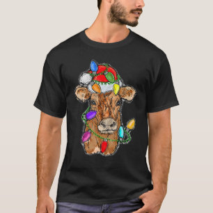 T-shirt Joyeux Noël Joli Reindeer Fairy Lights Happy X