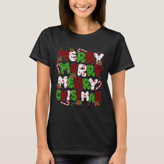T-shirt Joyeux Noël Joyeux Noël Joyeux Noël Famille Hommes (Devant)
