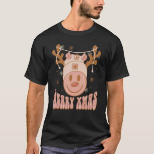 T-shirt Joyeux Noël Joyeux Renard Visage Rétro Coupe de No
