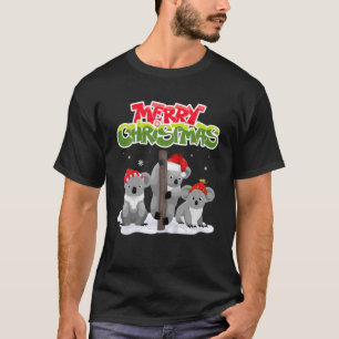 T-shirt Joyeux Noël Koala Santa Hat Fête de Noël Xma