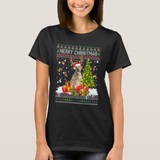 T-shirt Joyeux Noël Labrador Père Noël Lumières d'arbre de