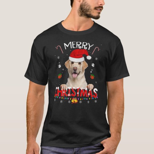 T-shirt Joyeux Noël Labrador Retriever Chien Santa Hat X (Devant)