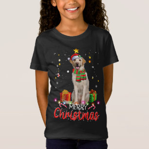 T-Shirt Joyeux Noël Labrador Santa Hat Tree Lumières Pj