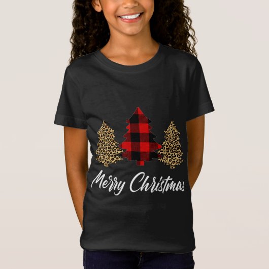 T-Shirt Joyeux Noël, le buffle léopard a plaid Noël à (Devant)